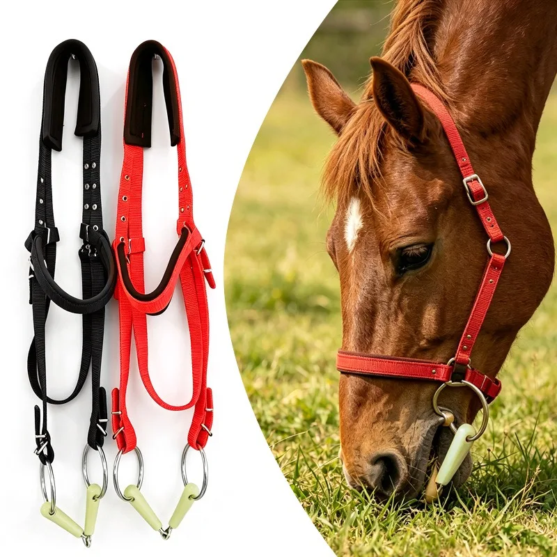For Ribbon Water Bridle with Horse Mouth Hat Set Apple Flavor Two-stage Mouth Hat Riding Equestrian Training Harness
