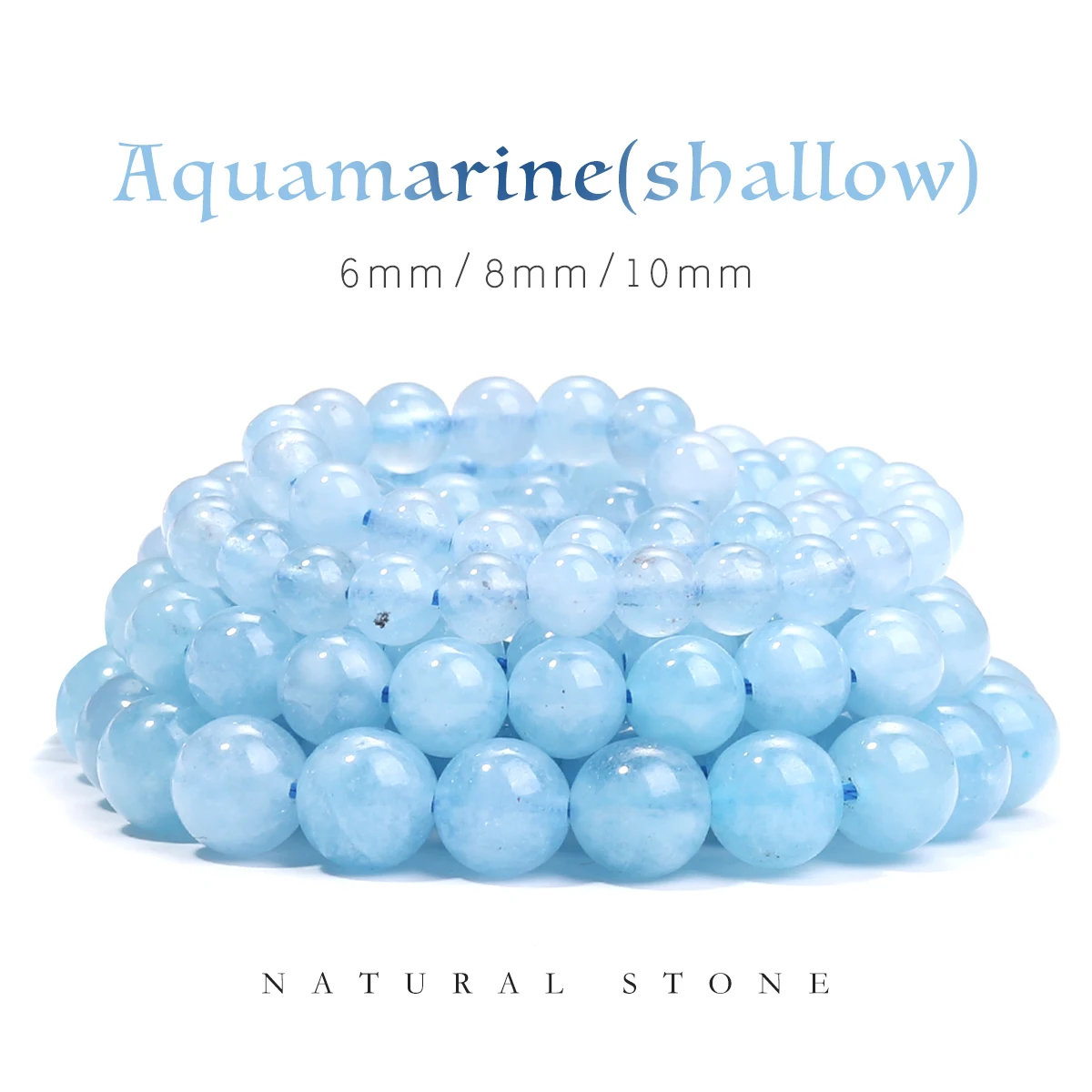 Aquamarines Stone Beads Round  Loose Spacer Beads for Jewelry Making DIY Bracelet Earring Accessroies 6/8/10mm 아쿠아마