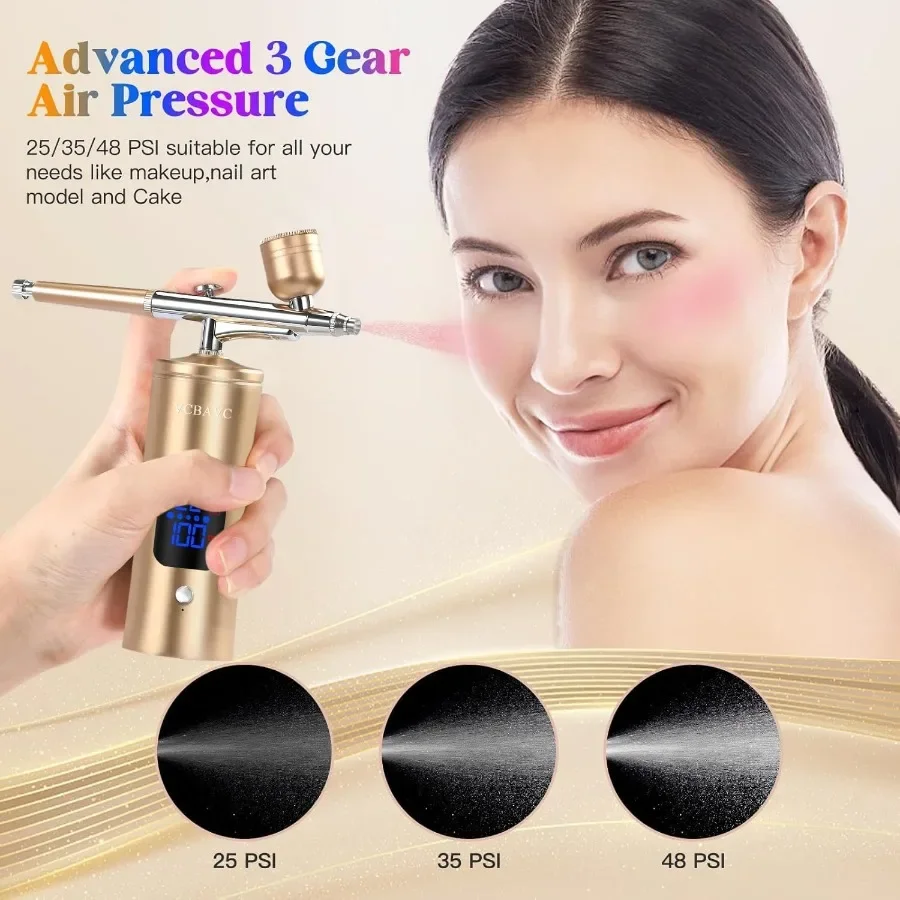 Airbrush Kit with Compressor 48PSI HighPressure NonClogging Air Brush Set Cordless Rechargeable with 0.3mm Nozzle and Cleaning