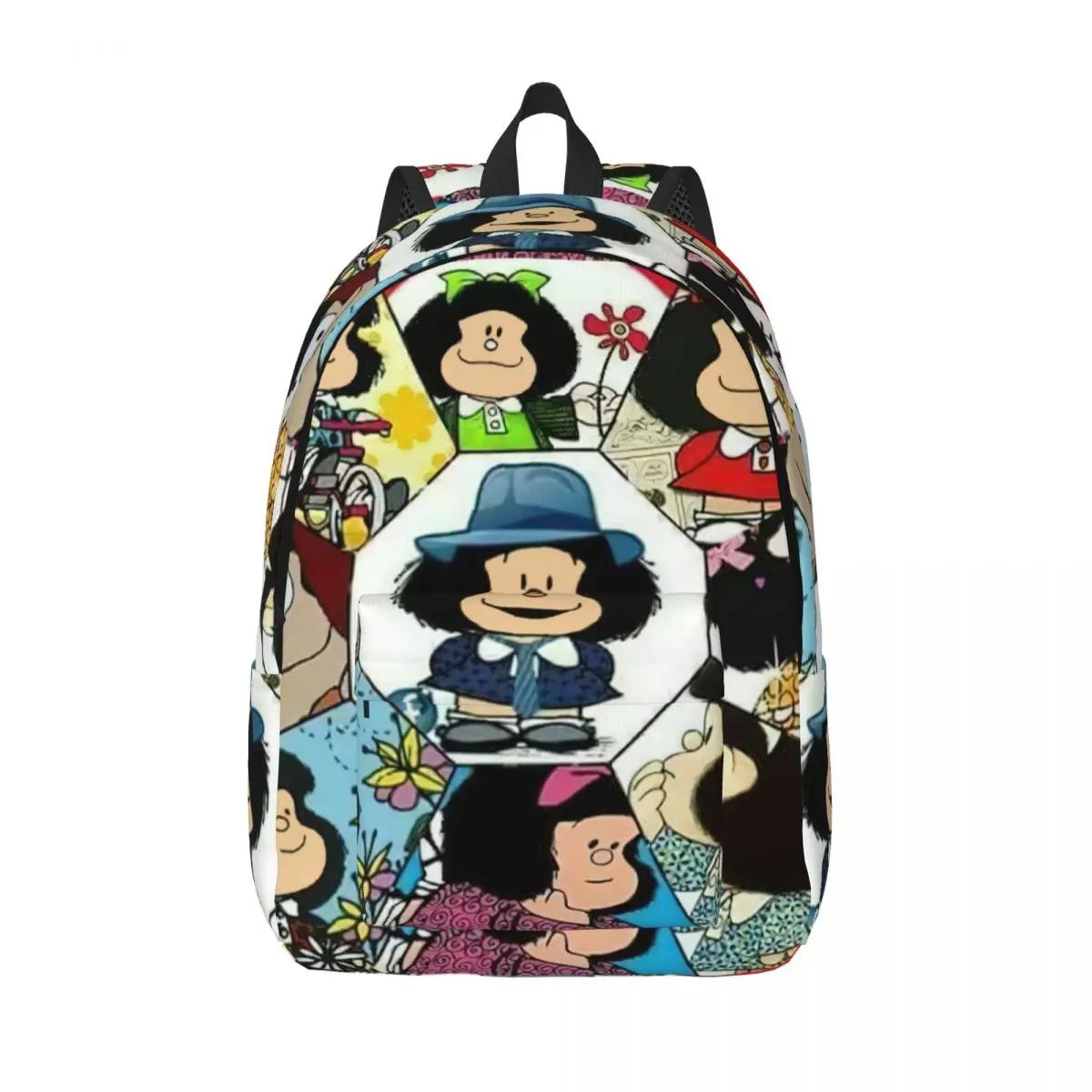 Anime Plaid Mafalda Backpack for Kindergarten Primary School Student Book Bags Boy Girl Kids Canvas Daypack Durable