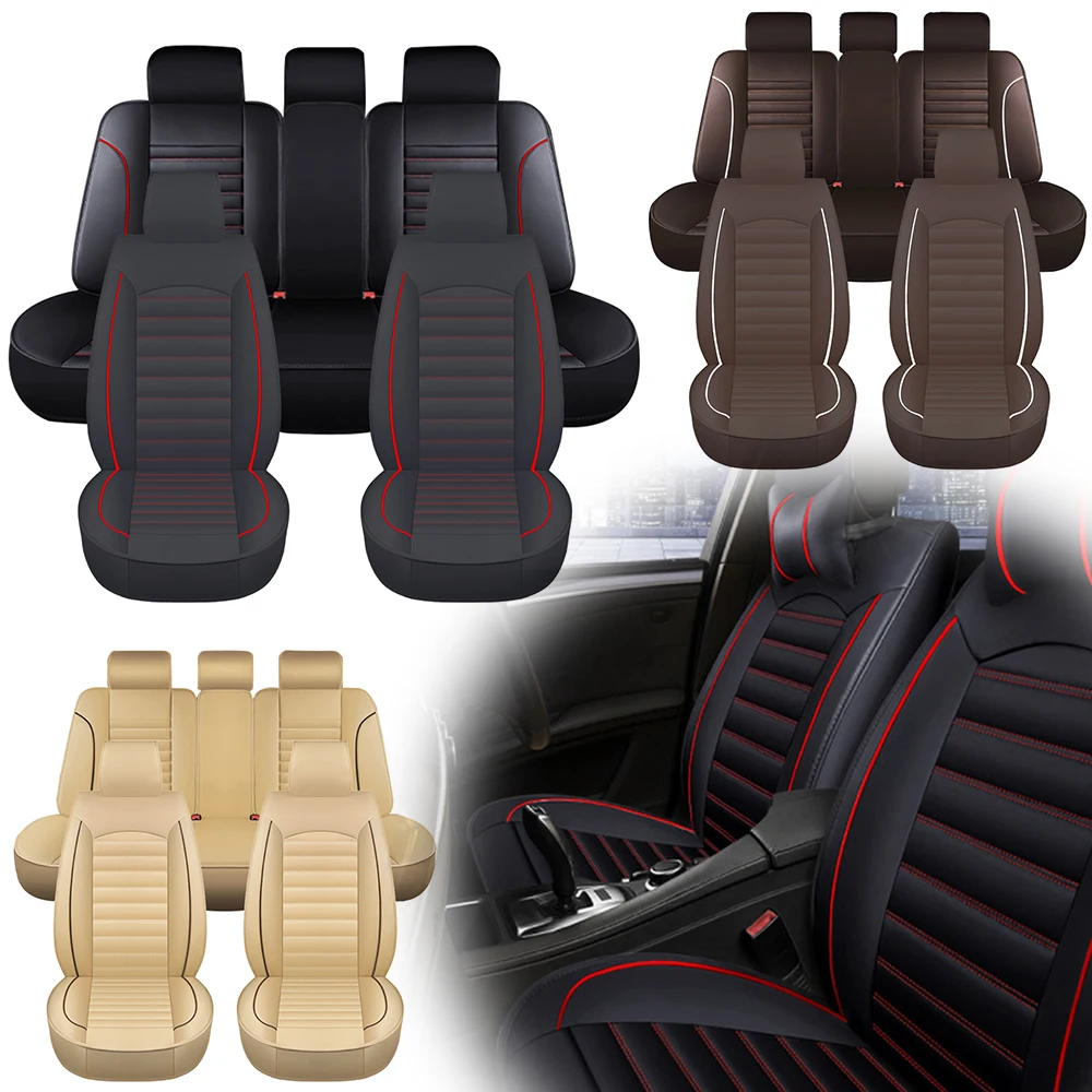 Full Set Vehicle Seat Covers Automobile Seat Protection Cover Breathable Leather Automotive Covers Cushion for Car Truck SUV Van