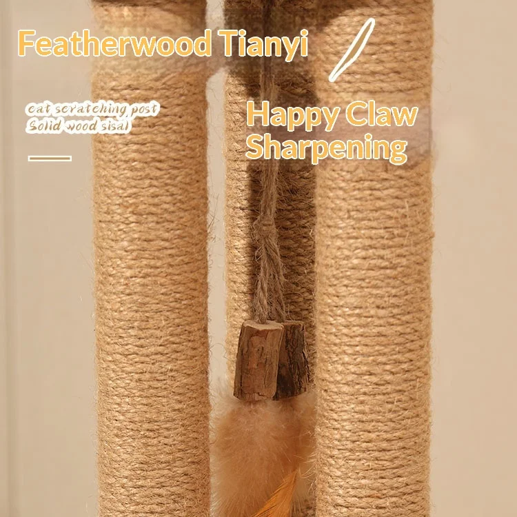 Rascador vertical de sisal para gatos con árbol y juguete varita - imagen 5