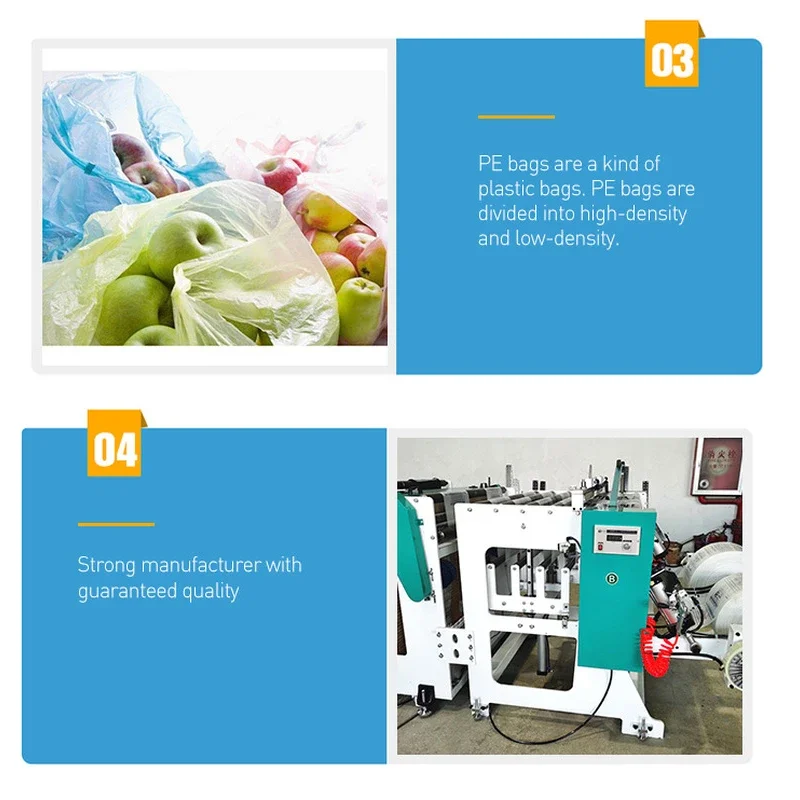 Automatic High Speed Double Four Line T-shirt Garbage Kraft Paper Bag Making Machine Biodegradable Plastic Bag Making Machine