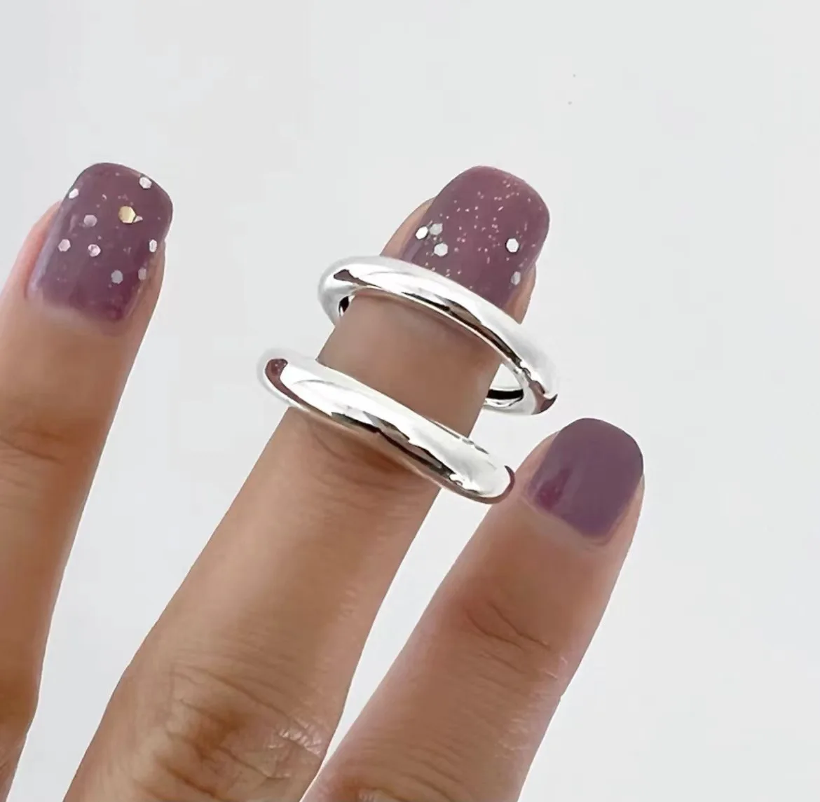 925 Sterling Silver Geometric Unique Double Lines Rings for Women Bohemian Adjustable Open Vintage Ring For Party Birthday Gift