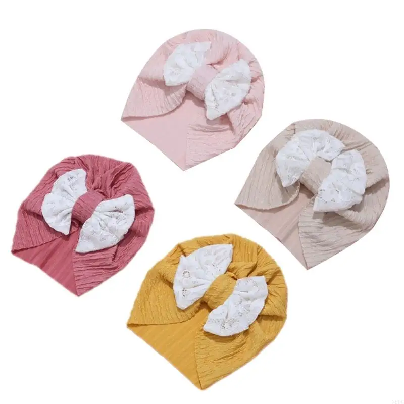 N80C Neugeborenen-Krankenhaushut mit großer Schleife, Unisex, atmungsaktiv, weich, dehnbar, Kopfbedeckung