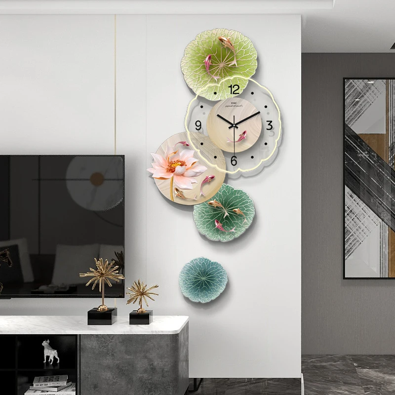 Wall clock, living room clock, creative and atmospheric wall lamp, high-end decorative painting, modern and simple clock