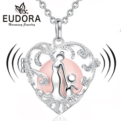 Eudora Collier Bola de Grossesse Necklace 18MM Ball Mother Daughter Heart Angel Caller Musical Bell Jewelry for Pregnant Women