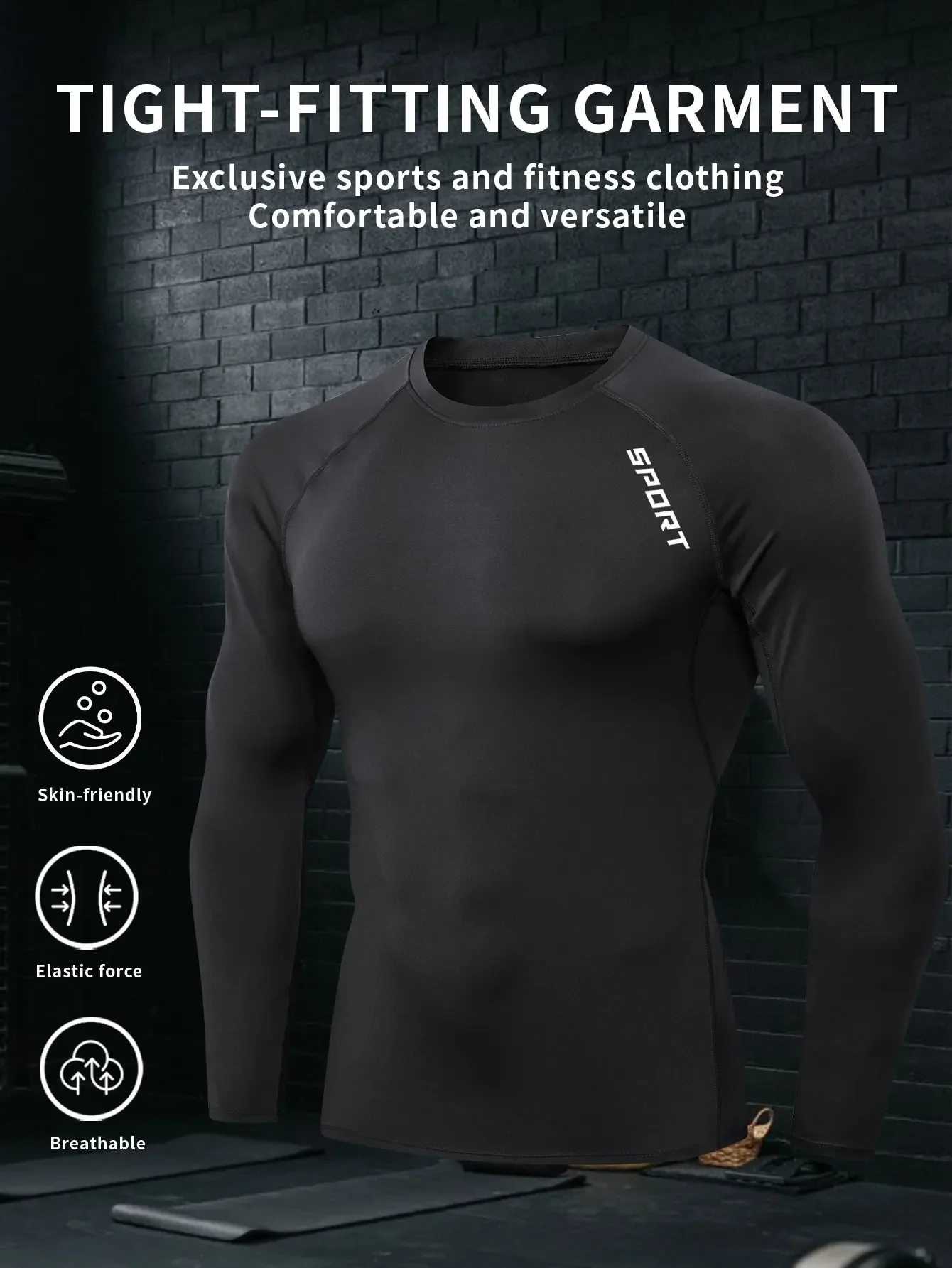 تي شيرت مطبوع بأكمام طويلة ثنائي الأبعاد، ملابس رياضية ضيقة للتدريب على كرة السلة للخريف والشتاء #6