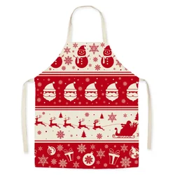 Christmas Apron Santa Linen Stain Resistant Sleeveless Apron Housekeeping Cleaning Tools Kitchen Baking Overalls Apron for Kids