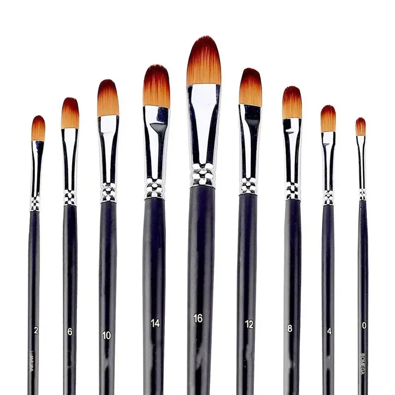 

9pcs Paint Brushes Set Professional Paint Brush Round Pointed Tip Nylon Hair Acrylic Brush for Acrylic Watercolor Oil Painting