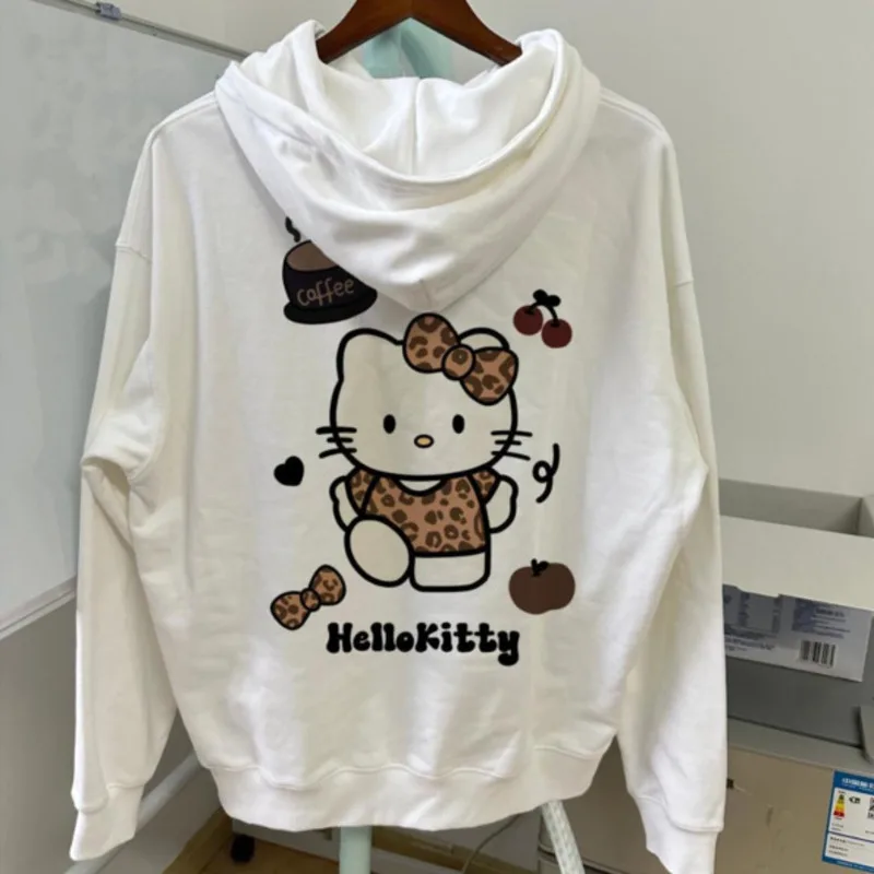 Sanrio Hello Kitty dulce lindo Y2k impreso Sudadera con capucha nueva moda versátil suelta tendencia Sudadera con capucha Casual estilo Simple pulóver