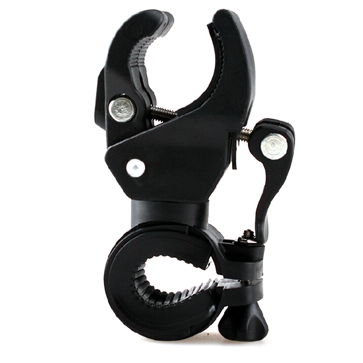 

Portable Bike LED Torch Mount Holder Clip for 20-35mm Handlebar Fits Flashlights 18-34mm Diameter Rotatable 90 Degree Clamp