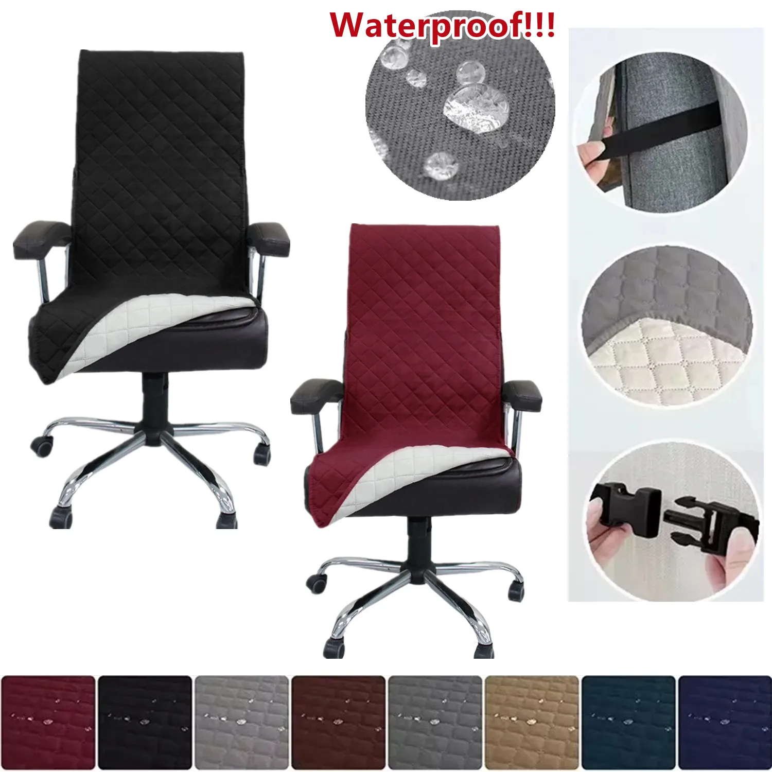 

S/L Water Repellent Office Chair Covers Elastic Anti-dirty Computer Seat Gaming Chair Cover Removable Desk Armchair Slipcovers