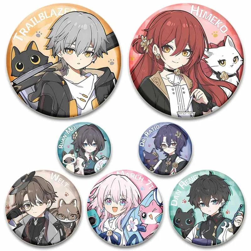 

POP Game Honkai Star Rail Round Brooch Cartoon Anaxa Boothill Dan Heng Lapel Pin Funny Badge on Backpack Hat Cosplay Accessories