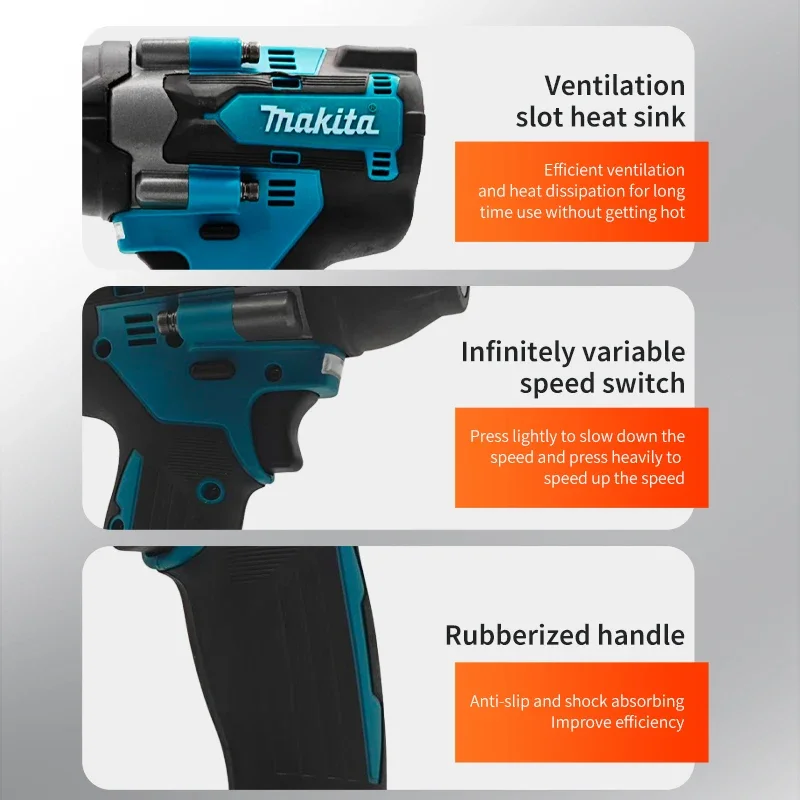 Makita DTW700 18V Brushless Electric Wrench Cordless Drill Screwdriver Free Delivery Large Torque Power Tools Torque Wrench - view 6