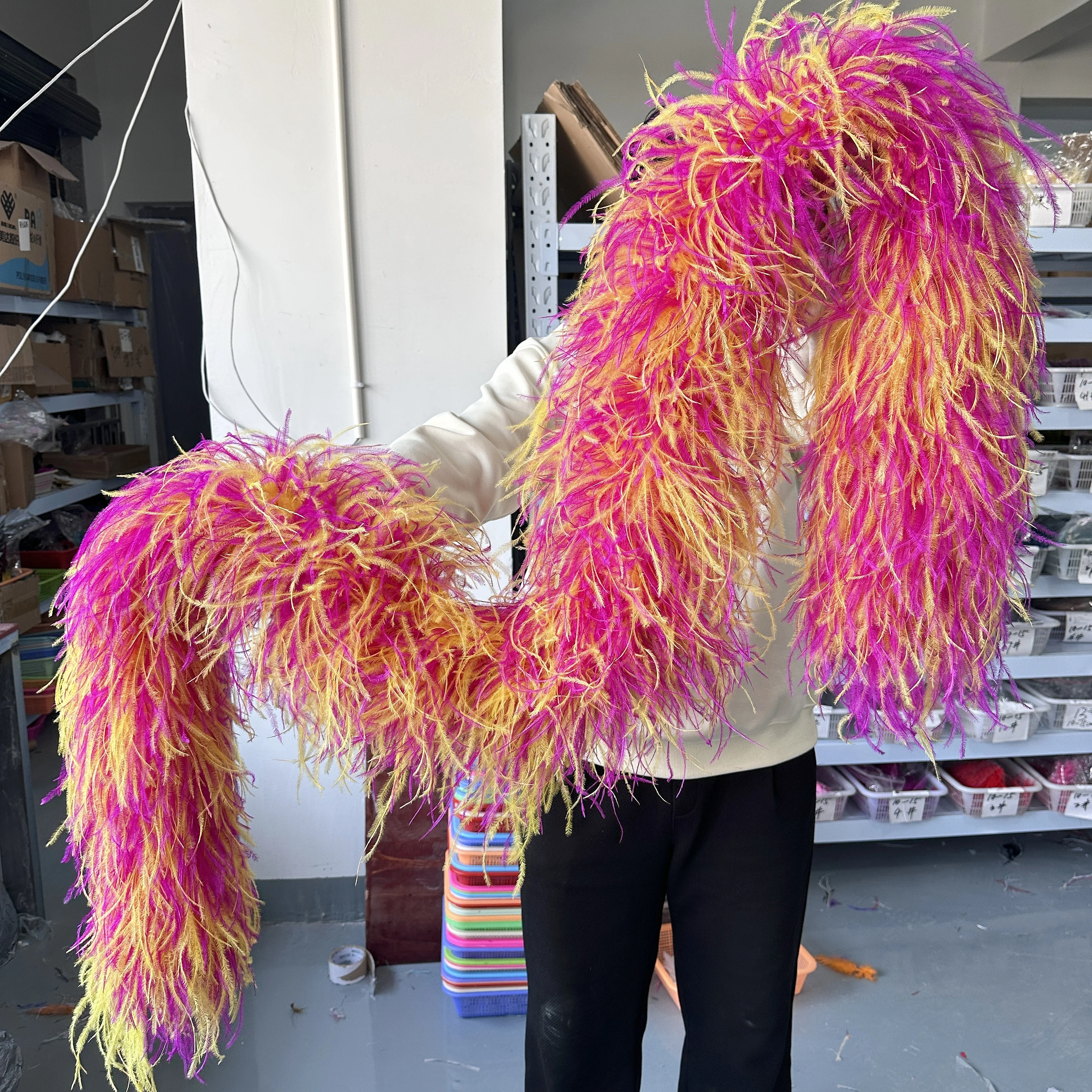 Natural Ostrich Feather Boa 6 10 15 20 25 Ply Mixing Multicolor Plumas Trim for Costume Clothing Shawl Sewing Decoration