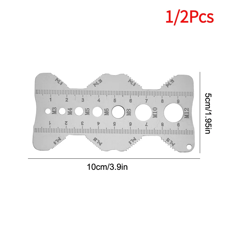 #1/2Pcs Stainless Steel Thread Checker Screw Measurement Ruler Metric Caliper Gauge Tool For Measuring Screw Pitch Bit Bolt Nut