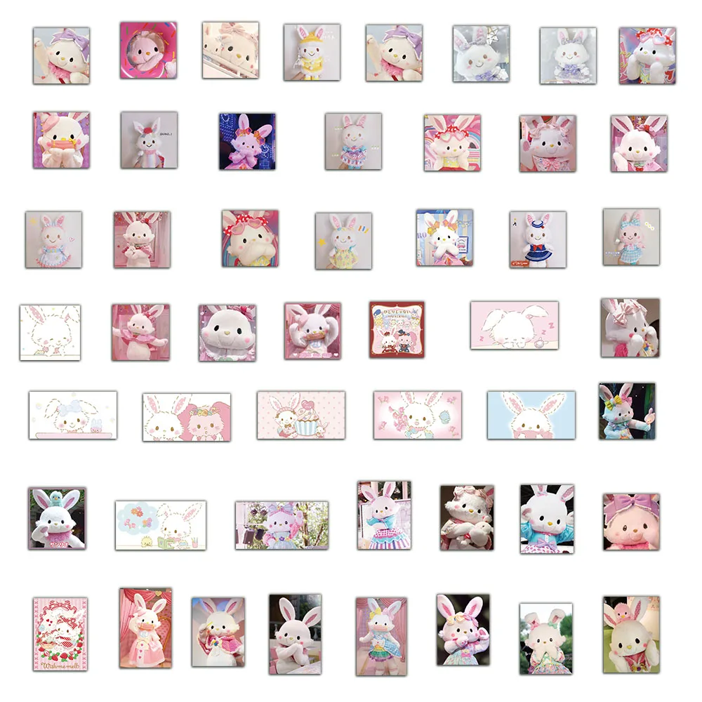 50 قطعة صورة كرتونية على شكل أرنب وردي لطيف مجموعة كبيرة من ملصقات جرافيتي أقراص متنقلة ملصقات مقاومة للماء للأمتعة
