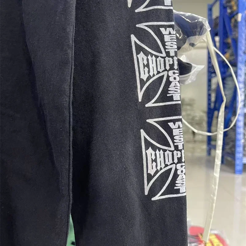 25FW Men Women Patterned Print West Coast Choppers Long Sleeve T-Shirt Vintage Washed Black Loose Long Sleeve Highest Quality