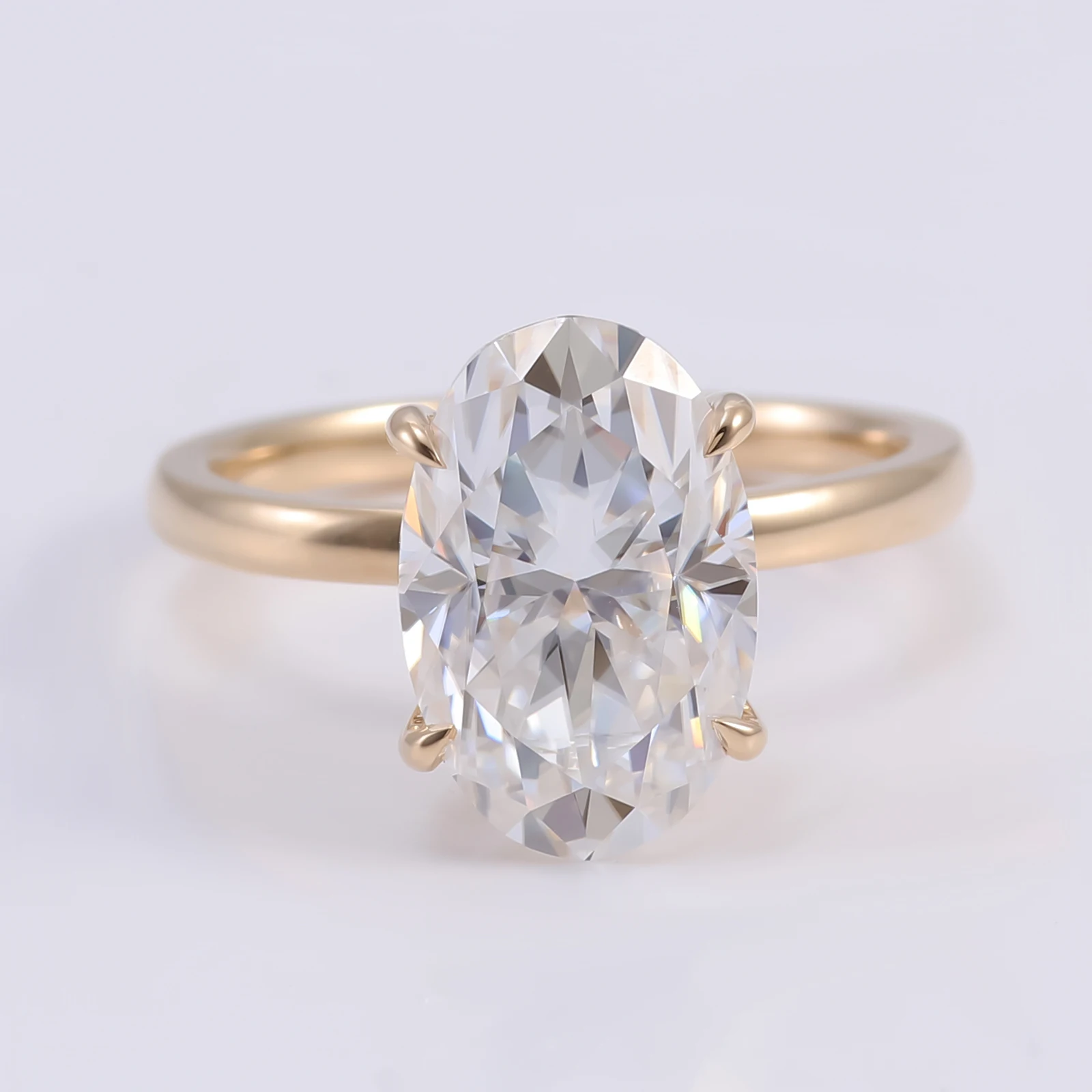 Anéis de noivado de moissanite provença 10k/14k/18k para mulheres, corte oval, cor d, anéis solitários, anel de casamento feminino, certificado gra