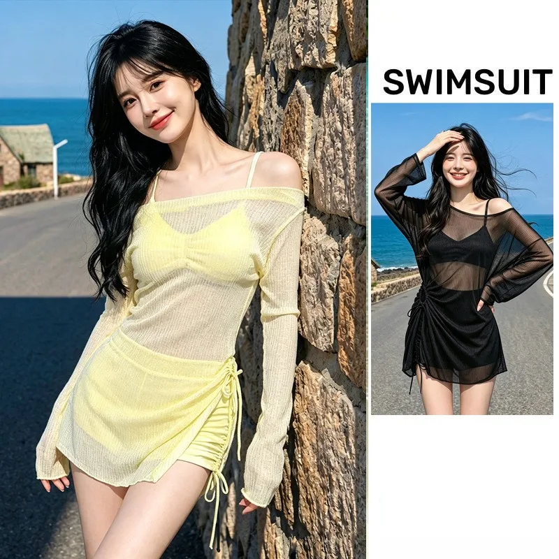 

Sexy Three-Piece Bikini Set Large Size Beach Vacation Swimwear Sensual Split Design for plus Size Women up Vacation Swimsuit