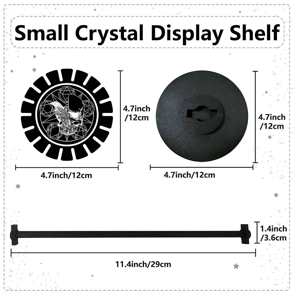 Crow Pendulum Display Shelf Holder Stand Spooky Black Wooden Dowsing Divination Metaphysical Magic Boards Stuff for Home Hanging