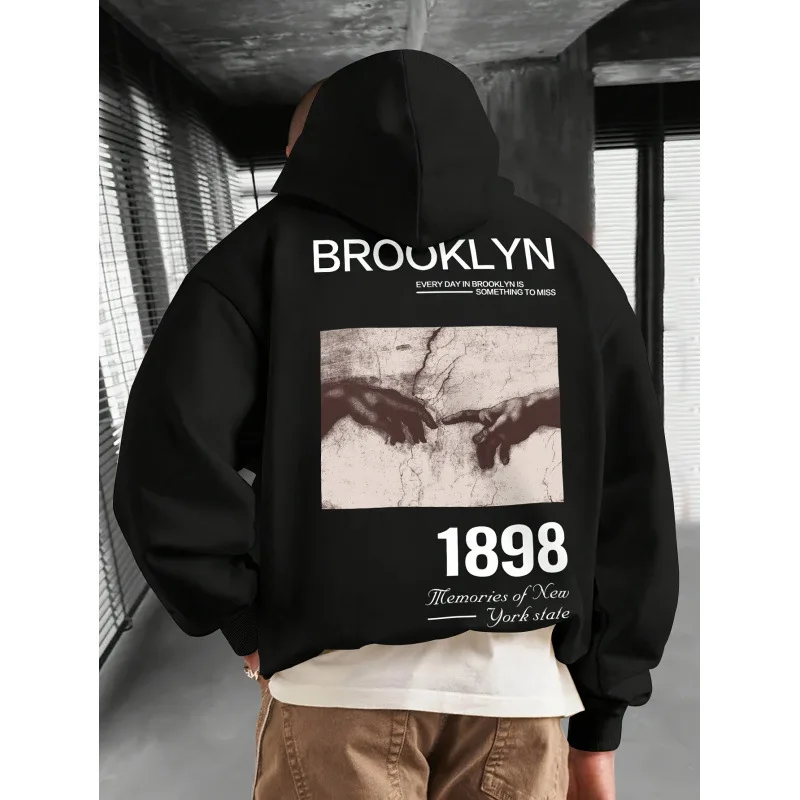 

Couple Print Sweatshirt L 78582 Cross-Border Clothing Unisex Fleece Hoodie Comfortable Fit Spring Summer Autumn Seasonal Wear