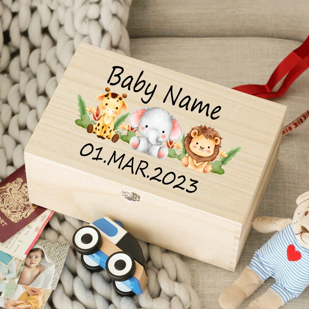 Benutzerdefinierte Baby Holz Memory Box Neugeborenen Dusche Geschenk personalisierte Säugling Andenken Box Baby Geburt Stats Box Nabelschnur Box