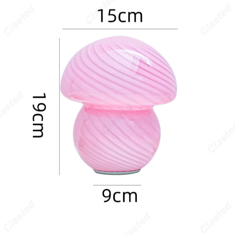 Creative and Minimalist LED Glass Mushroom Table Lamp Bedroom Sleep Bedside Lamp Ambient Decorative Lighting