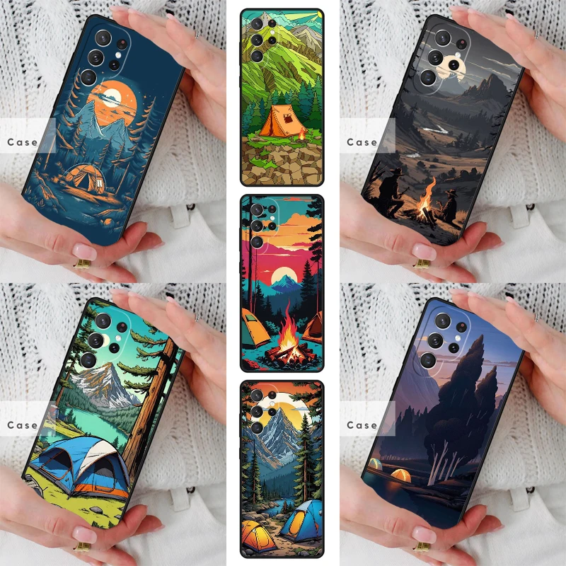 Camping Nature Mountain TPU Phone Case for Samsung Galaxy S26 S25 S24 S23 S22 S21 S20 Note10 Plus FE Ultra Cover