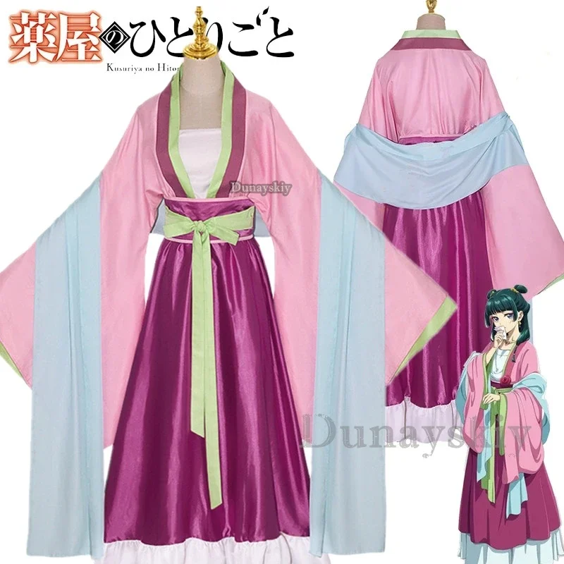 Maomao Peluca de disfraz de Anime para mujer, falda de vestido de diario de Boticario, horquilla superior verde, kuuriya, No Hitorigoto, Halloween