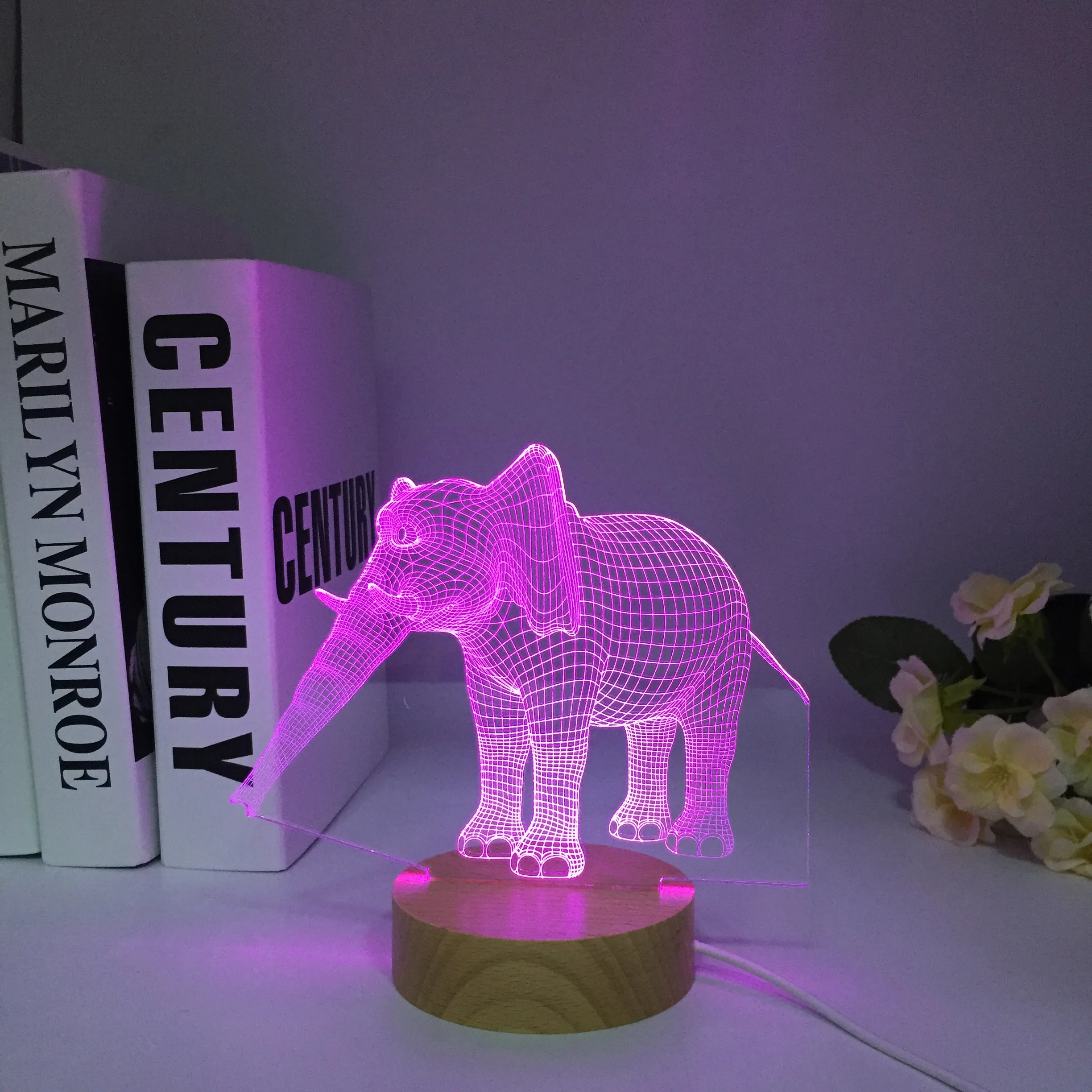 3D Night Light Wooden Elephant Children's Bedroom Decoration Lamps For Holidays Bedside Table Lamp Bedroom Decoration Atmosphere