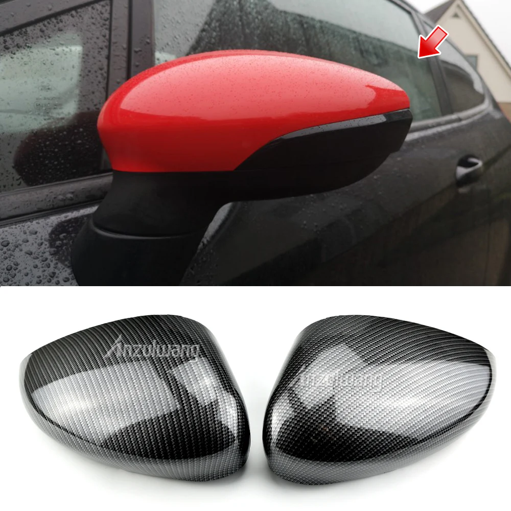 

For Ford Fiesta MK7 2008-2017 ABS Carbon fibre Car rearview mirror cover Cover Trim Car Accessories Styling 2pcs