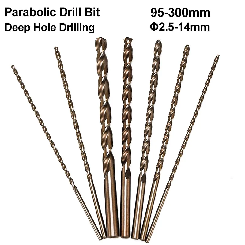 

1Pc 95mm-300mm Long Cobalt Drill Bit M35 HSS-Co Straight Shank Parobolic Deep Hole Drilling For Stainless Alloy Steel