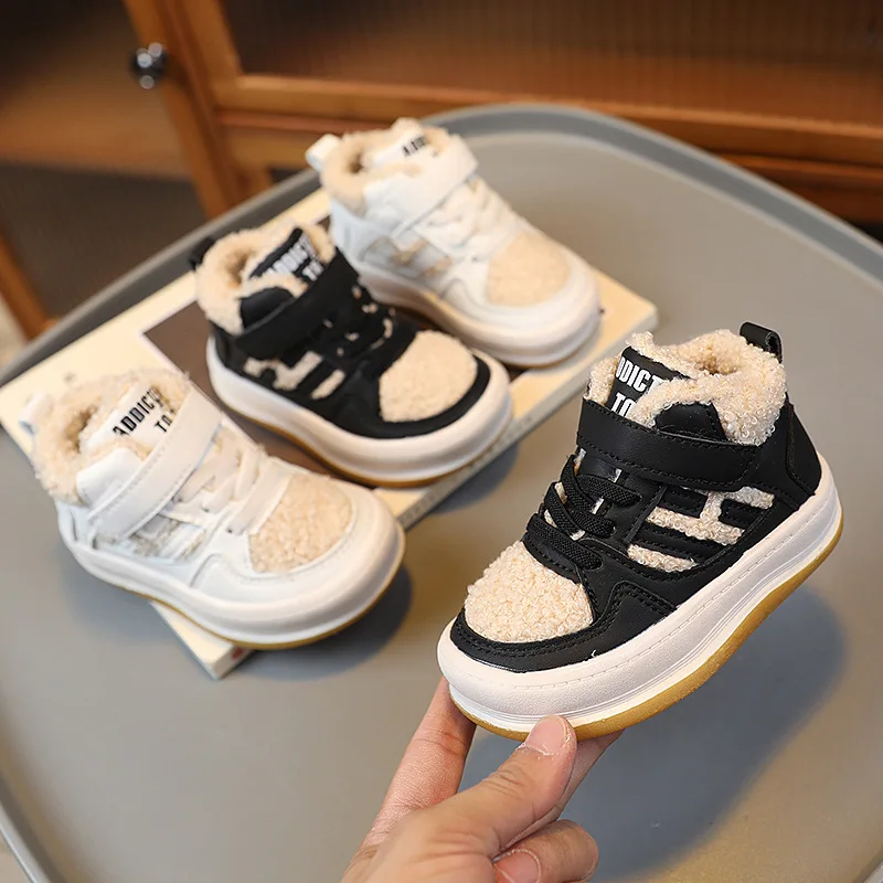 2026 Girls Cotton Shoes Children Plush Thickened Anti-skid Shoe Boys Warm Sports Shoes Baby Soft Comfortable Winter Sneakers