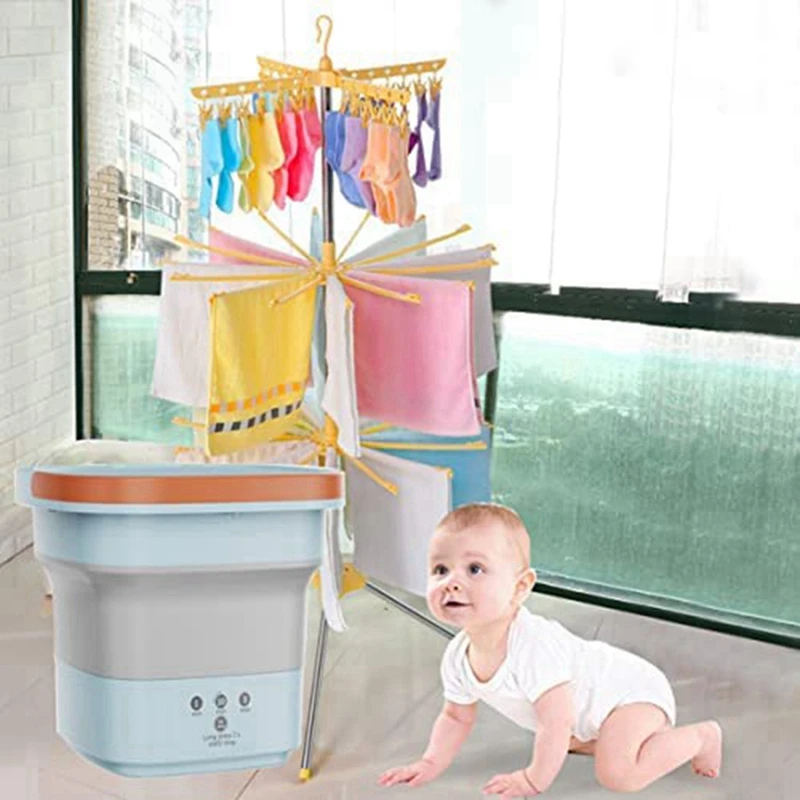 Mini Collapsible Turbo Washing Machine With Drain Basket For Dorms, Travel, Gifts For Friends Or Family UK Plug