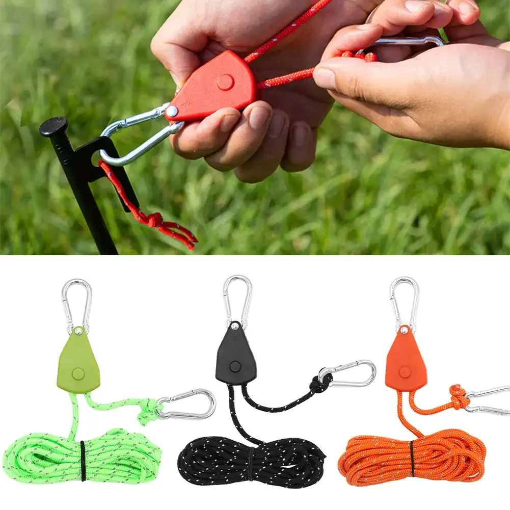 Camping Tent Rope Windproof Night Reflective Rope Buckle Lanyard Pulley Regulator Adjustable Lifting Ropes Outdoor Equipment