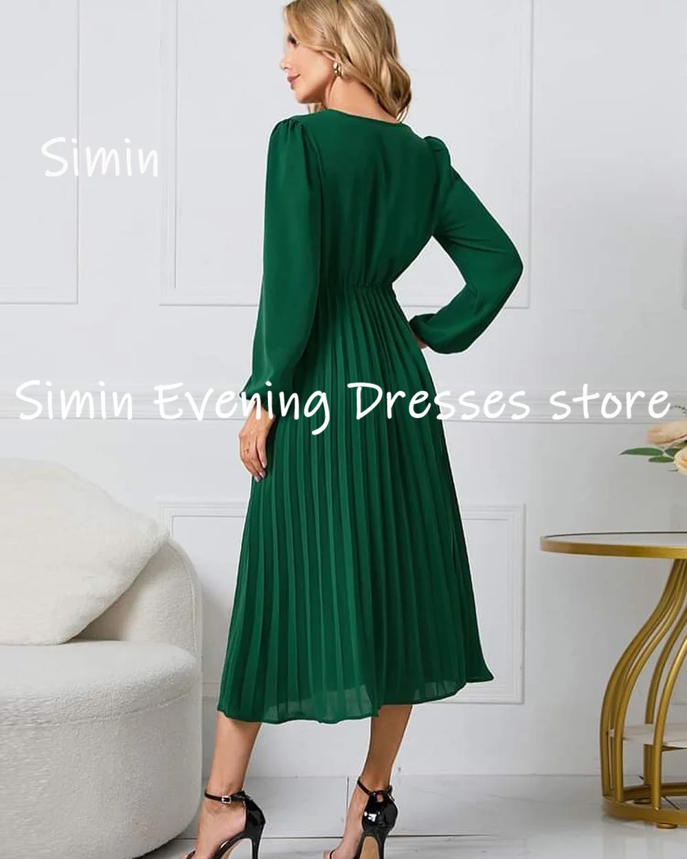 Simin-vestido de gasa con volantes para mujer, traje Formal hasta el té, elegante, para fiesta y noche, 2023