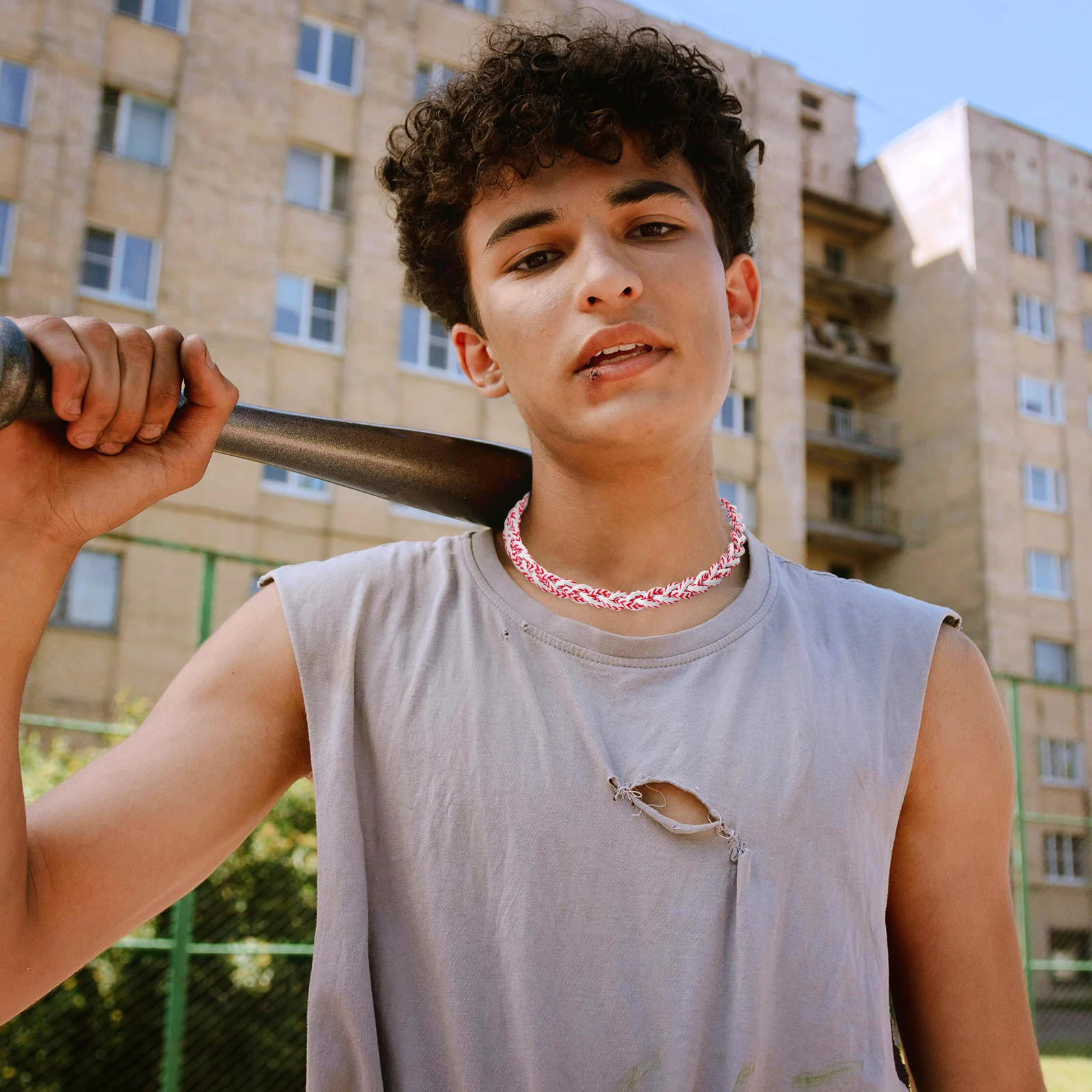 

3pcs Baseball Necklace For Men Braided Rope Durable Sports Jewelry Fan Gift Athlete Accessory Cool Punk Style Male Neck Chain