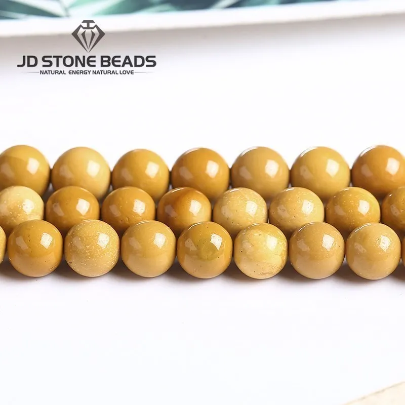 Natural Yellow Mookiate Stone Beads For Jewelry Making 6 8 10mm Smooth Round Loose Spacer Beads DIY Bracelet Charms Accessories