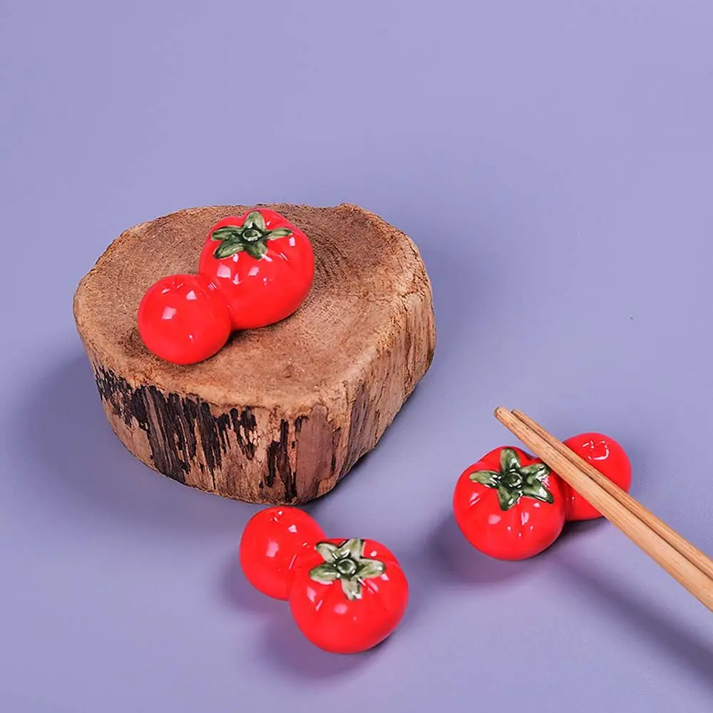 Cute Red Watermelon/Tomato Ceramic Decorative Chopsticks Holder Rack Spoon Fork Rest Kitchen Tableware