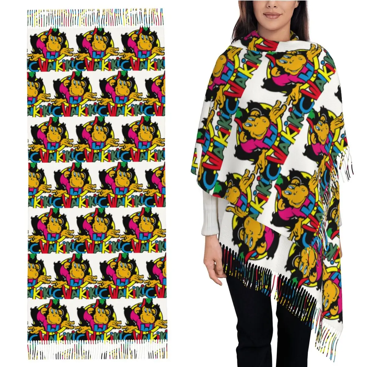 

Monkey Lc Waikiki Singe шарф с кисточками, женские мягкие теплые шали и накидки, большая осенне-зимняя шаль