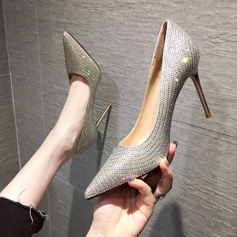 Nightclub Pointed Toe Heel Stiletto Red Brown Bottom Fashion Women Shoes Shallow High Heels Red Bottom High Heels Lolita Shoe