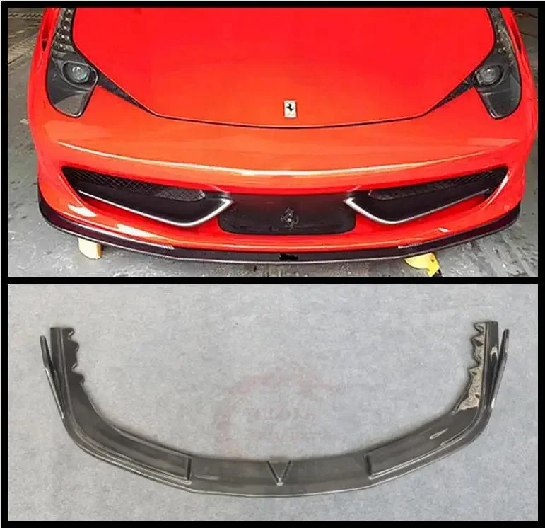 

V Style Real Carbon Fiber Front Bumper Lip Splitters Cup Flaps Cover For Ferrari 458 2011 2012 2013 2014