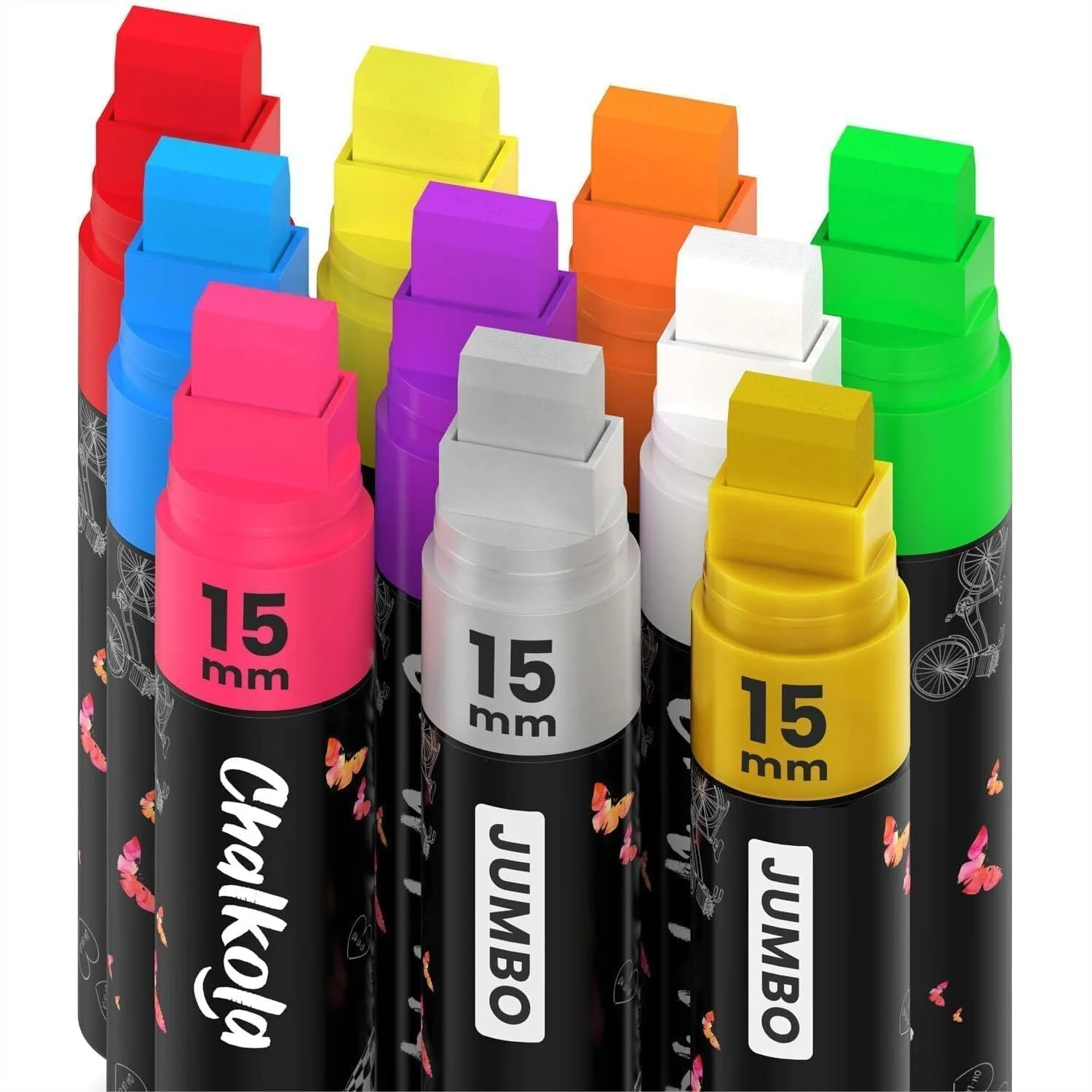 

10 Neon Car Window Chalk Markers With Gold And Silver 3 In 1 Nib 15mm Jumbo Tip Washable Liquid Chalk Pens For Blackboard Glass Cars Erasable Window Glass Pens