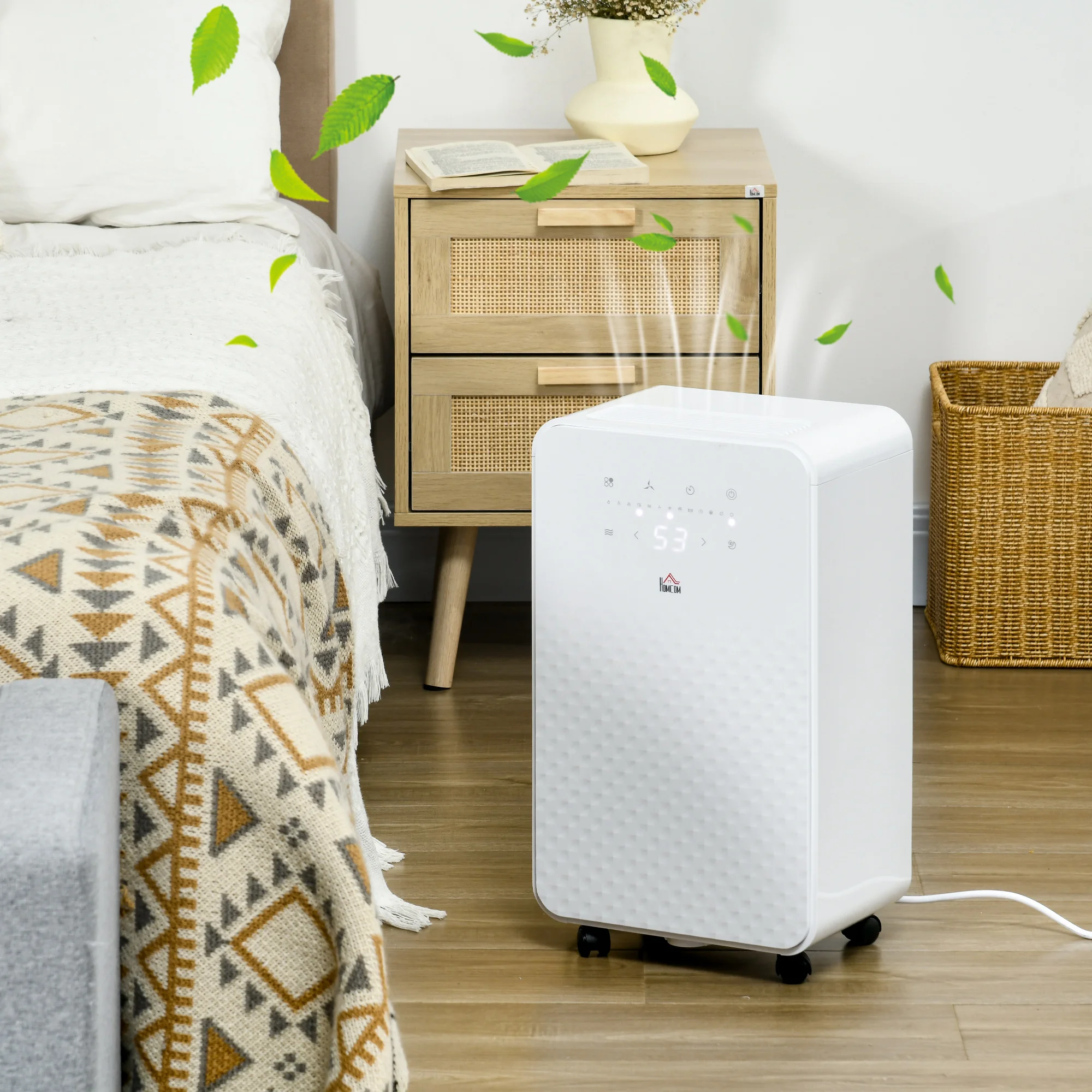 HOMCOM-deshumidificador de aire silencioso portátil con purificador, temporizador, 5 modos, 10l/día
