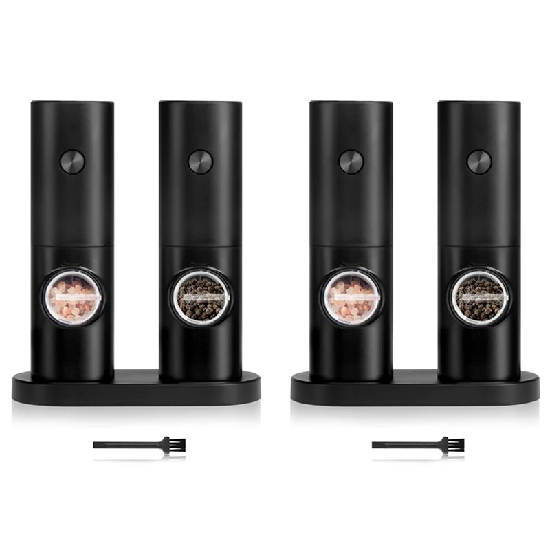 

ABMH-4X Electric Salt And Pepper Grinder Set, Single Hand Adjustable Coarseness, Battery Powered With Stand, Seasoning Tools