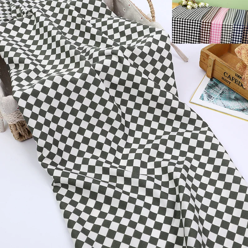 150cm Stretch Checked Fabric Fashion Checkerboard Checked Cloth Polyester Ammonia Fabric Sewing Clothing Fabric Handmade Fabric