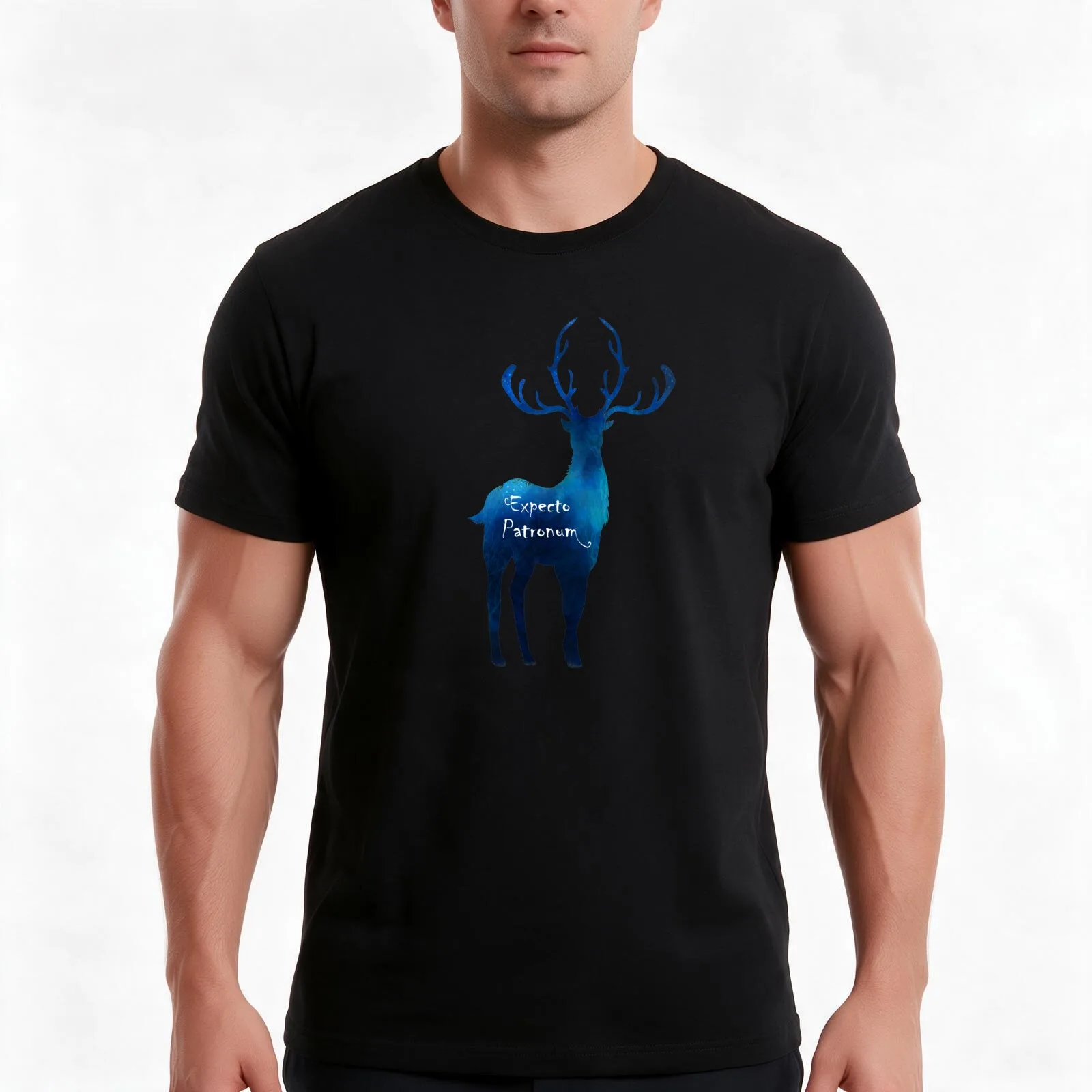 Expecto Patronum T-Shirt, Summer Casual Cotton Tee, Oversized Streetwear Tops, Vintage Graphic Print, Loose Fit Short Sleeve