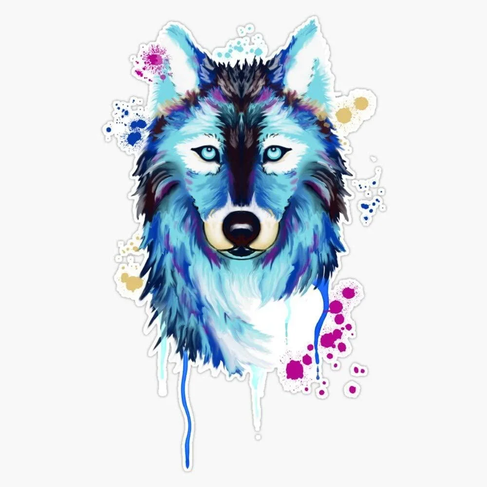 

For Wolf Watercolor, Wolf Watercolor, Wolf Painting,Portrait Art, Sticker Vinyl Waterproof Sticker Decal